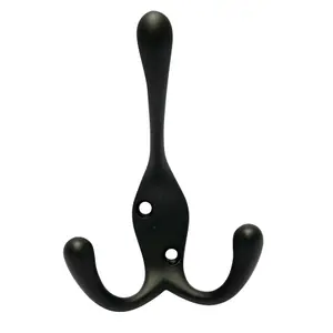 Black Zinc alloy Triple Hook (H)70mm (W)57mm