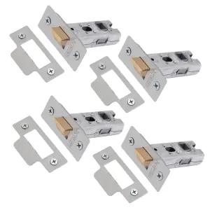 XFORT 4 Pack 65mm Satin Chrome Tubular Latch, Mortice Door Latch