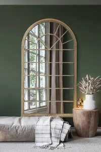 MirrorOutlet Somerley X Large Country Arch Wall Mirror 71" x 40" (180x103cm) Sand Colour