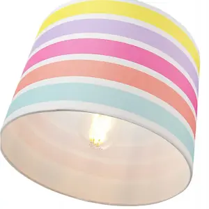 Modern and Cute Multi Coloured Rainbow Stripe Cotton Fabric Lamp Shade - 12