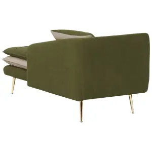 Left Hand Fabric Chaise Lounge Green GONESSE