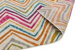 MultiColoured Funky Modern Abstract Easy To Clean Dining Room Rug-160cm X 230cm