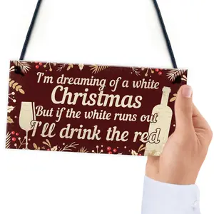 Red Ocean Funny Sign Hanging Plaque Christmas Decoration Xmas Friendship Wine Gift