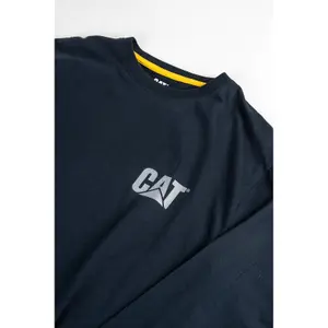 Caterpillar - Trademark Banner Long Sleeve T-Shirt - Blue - Tee Shirt - L