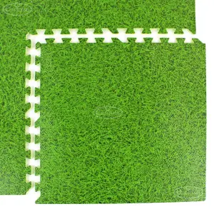 EVA Grass Effect EVA Interlocking Foam Mats Play Home Office Garage Tiles