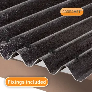 Corramet Black Plastic resin compound Corrugated roofing sheet (L)2.5m (W)950mm (T)2.5mm