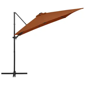 Berkfield Cantilever Umbrella with LED lights Terracotta 250x250 cm