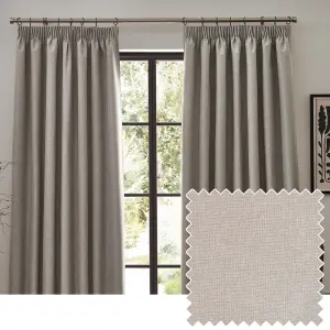 furn. Dawn 100% Blackout Thermal Linen Pencil Pleat Curtains, 117 x 137cm