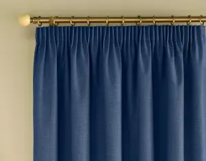 Enhanced Living 100% Blackout Thermal Navy Linen Look Tape Top Curtains   Pair 66 x 90 inch (168x229cm)