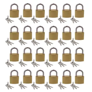 Heavy Duty 38mm Iron Brass Coated Padlock Security Lock Secure 3 Keys 24pk