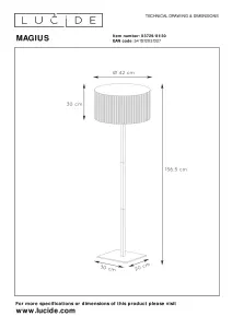 Lucide Magius Scandinavian Floor Lamp 42cm - 1xE27 - Light Wood