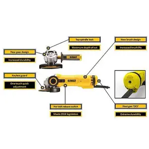 DEWALT DWE4206K+ M/MAX DISC 240v Angle grinder 4.1/2" (115mm)