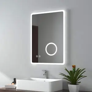 EMKE Bluetooth Bathroom Mirror 500 x 700mm LED Mirror with Touch Switch, Demister, Shaver Socket, 3X Magnifying