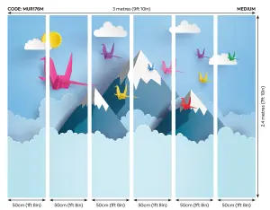 Origin Murals Origami Mountains Matt Smooth Paste the Wall Mural 300cm wide x 240cm high