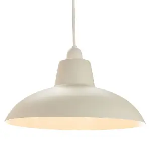 Industrial Retro Designed Matt Cream Curved Metal Ceiling Pendant Light Shade