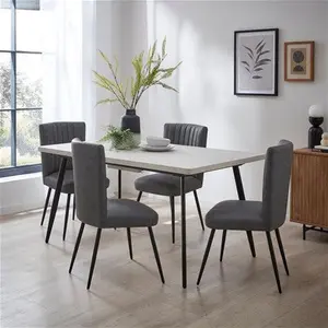 Dunelm Zuri 6 Seater Rectangular Extendable Dining Table, Concrete Effect, Industrial, Grey