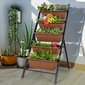 Costway 5-Tier Vertical Raised Garden Bed Freestanding Garden Planter with 5 Container Boxes