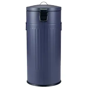 30L Retro Steel Waste Rubbish Kitchen Pedal Bin Dark Blue