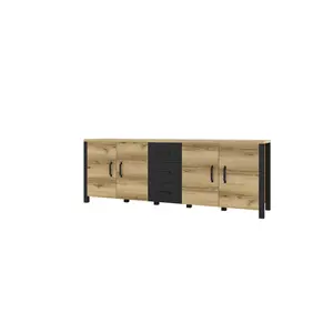 Montvale 220 Cm Wide 3 Drawer Sideboard Grand Natural Oak