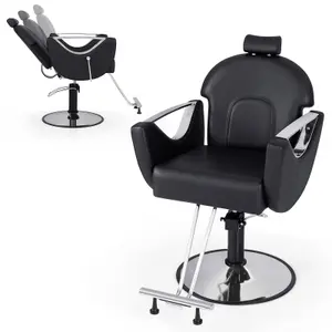 COSTWAY Adjustable Barber Chair 360 Swivel Reclining Salon Chair for Hair Stylist