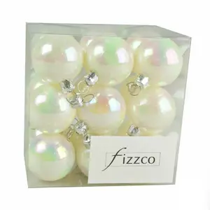 Luxury Shatterproof Ball Ornament (Set of 18) White Iridescent Shiny / 4cm H x 4cm W x 4cm D