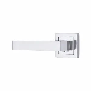 4 Pair Delta Design Door Handles Square Rose Polished Chrome Finish