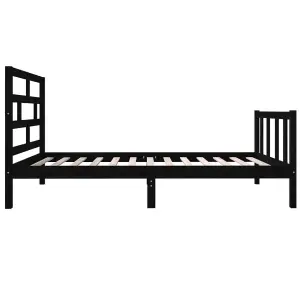 Berkfield Bed Frame Black Solid Wood Pine 100x200 cm