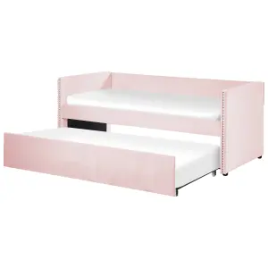 Velvet EU Single Trundle Bed Light Pink TROYES