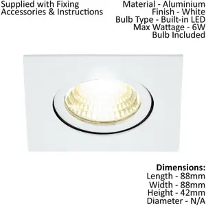 Wall / Ceiling Flush Downlight White Recess Spotlight 6W Built in LED