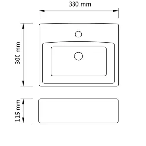 Ceramic Bathroom Sink Basin with Faucet Hole Black Square