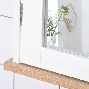 kleankin Bathroom Mirror Cabinet Wall Mounted Storage Cupboard W/ Double Door