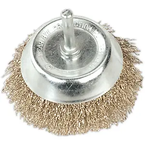 75mm Wire Cup Brush with Brassed Steel Filaments for Power Drills