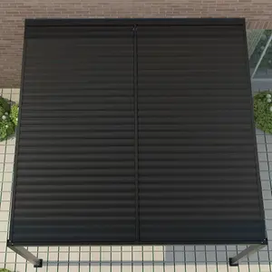 Primrose Living Deluxe Charcoal Wall Mounted Veranda with Louvered Shutter Roof 4m x 3m