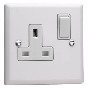 Varilight 1-Gang 13A Double Pole Switched Socket  Chalk White