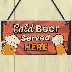 Red Ocean Bar Signs And Plaques Cold Served Here Novelty Bar Sign Man Cave Sign Gift