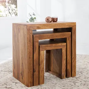 Theirry Solid Wood Sled Nest Of Tables