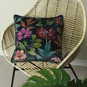 Evans Lichfield Midnight Garden Floral Rectangular Feather Rich Cushion