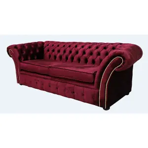 Chesterfield 3 Seater Velvet Rosso Red Sofa Bespoke In Balmoral Style