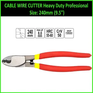 CABLE WIRE CUTTER Heavy Duty Professional Sizes 240 mm (9.5")