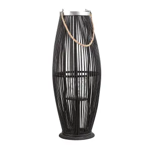 Beliani Rustic Lantern TAHITI Wood Black