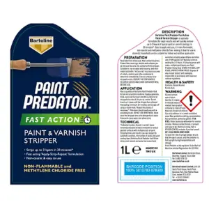 Bartoline Paint Predator Fast Action Paint and Varnish Stripper 1L         55878901 (Pack of 6)