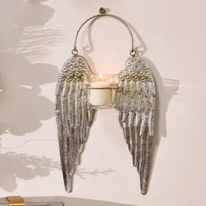 Silver Angel Wings Decorative Tealight Décor Christmas Candle Holders