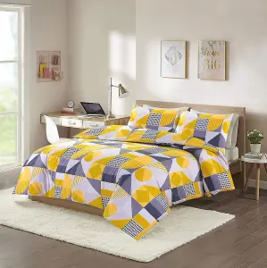 Scott Geometric Mustard King Duvet Cover Set