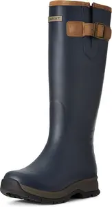 Women's Burford Waterproof Rubber Boots In Navy Leather, B Medium Width, Size 7.5, By Ariat