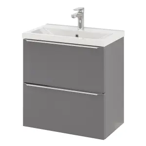 GoodHome Nira Gloss White Rectangular Vanity Basin (W)60cm