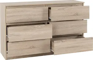 Malvern 6 Drawer Chest Sonoma Oak Effect Metal Runners