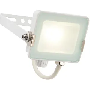 Outdoor IP65 Waterproof Floodlight - 10W Cool White LED - Matt White Aluminium