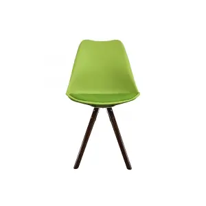 Soho Green Plastic Dining Chair with Pyramid Dark Wood Legs