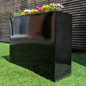 100cm Long Zinc Platinum Black 80cm Tall Trough Planter