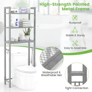 Costway 3-Tier Over-The-Toilet Storage Shelf Space Saving Metal Bathroom Organizer